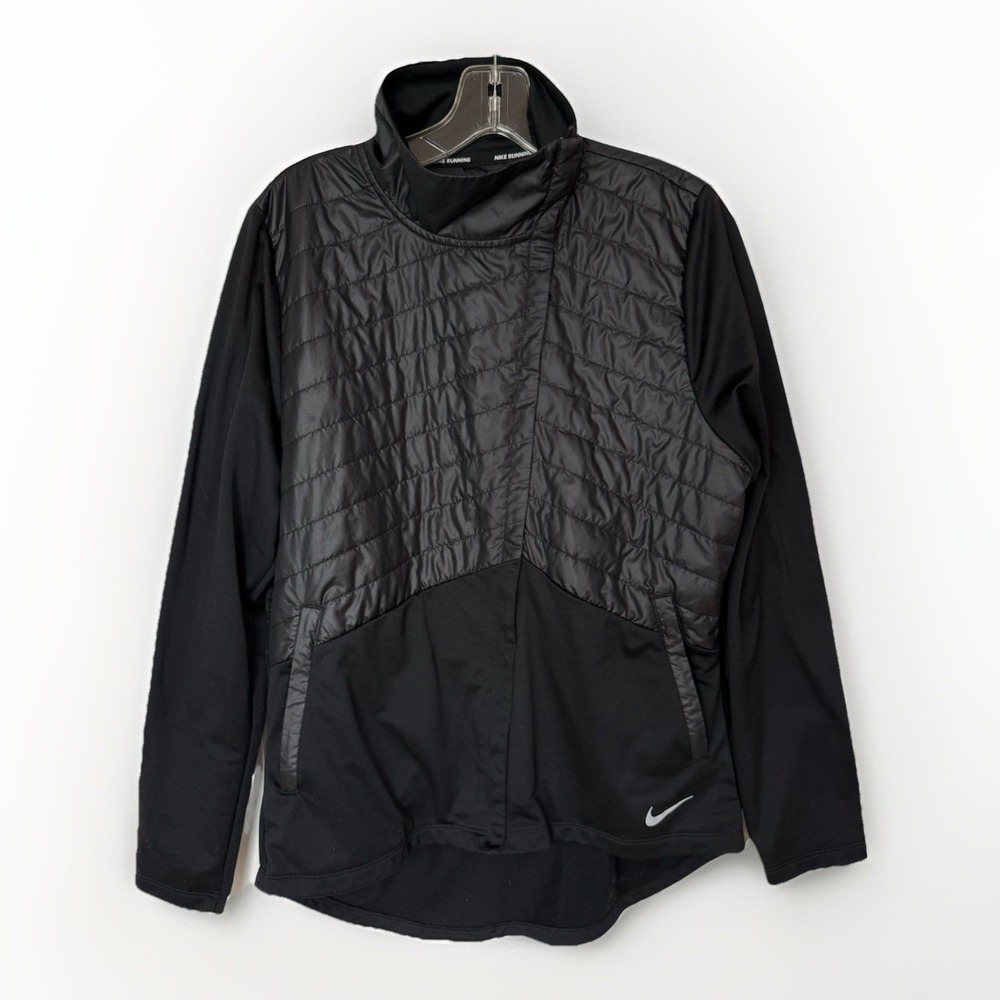 Nike Womens Essential Puffer-Panel Running Jacket BV3878-010 Size Large Black